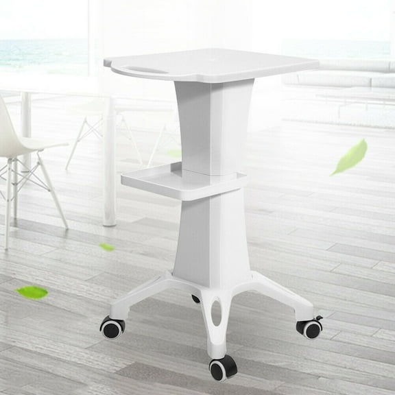 Fichiouy Spa Cosmetic Trolley Beauty Instrument Machine Holder Pedestal Rolling Cart ABS White