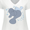 thumbnail image 4 of Inktastic Cute Manatees with Bubbles Women's Plus Size V-Neck T-Shirt, 4 of 5