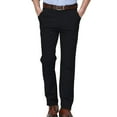 thumbnail image 3 of Men's Dress Pants Flat-Front Business Casual Trouser with Expandable Waistband Casual Suit Slacks Plain Comfort Work Office Business Lounge Trouser Long Black 4Xl, 3 of 5