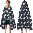 thumbnail image 3 of Dark Blue Dinosaurs Silhouette Pattern Hooded Bath Towel Wrap for Teens Ages 3 To 12, Soft Lightweight Quick Dry Microfiber Bath Beach Pool, 60"x35", 3 of 6