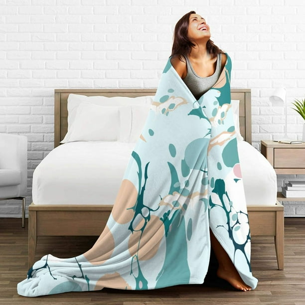DouZhe Ultra Soft Micro Fleece Lightweight Flannel Bed Blanket Abstract Liquid Texture Blue Print Cozy Warm Throw Blankets 40 x30 Walmart