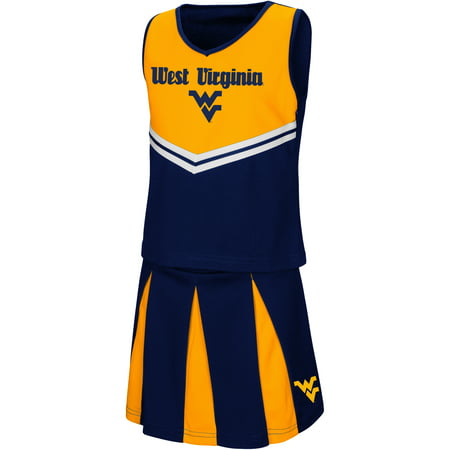 West Virginia Mountaineers Colosseum Youth Girls Pom Pom Cheer Set - Navy