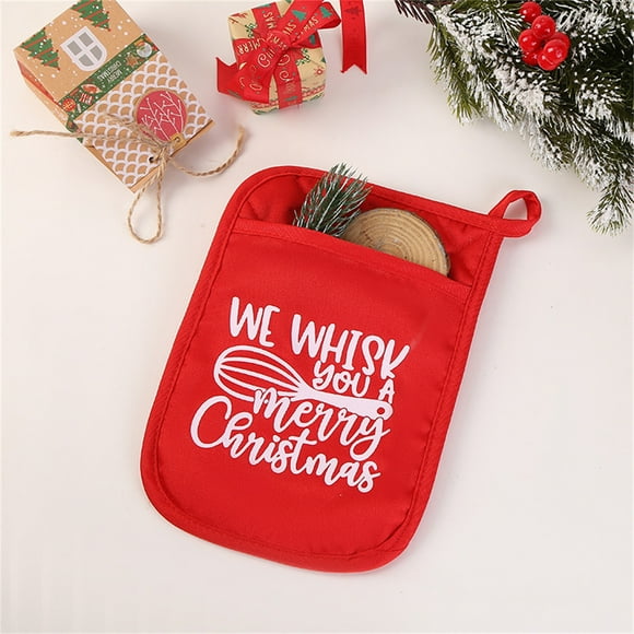 Juego de guantes y manteles para repostería aislantes de Navidad | Imprescindibles multifuncionales resistentes al calor para la cocina navideña | Kit portátil de repostería | Limpieza fácil |