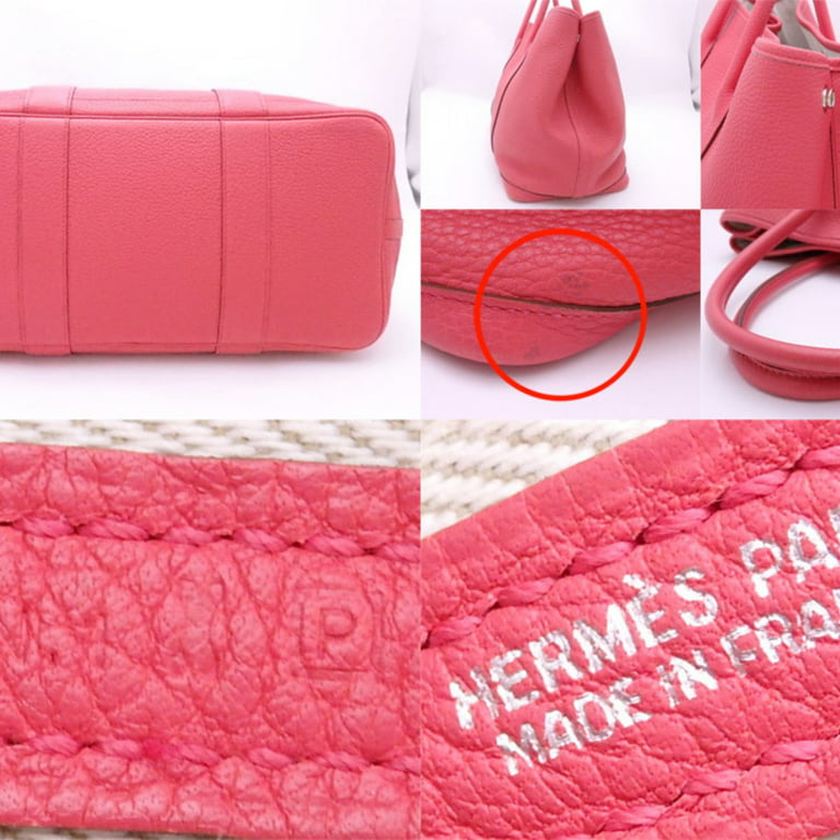 Hermès - Authenticated Garden Party Handbag - Leather Pink Plain for Women, Good Condition