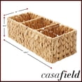 thumbnail image 7 of Casafield Set of 2 Water Hyacinth Storage Baskets with 3 Sections, Natural - Woven Bin Organizers for Bathroom, Laundry, Pantry, Office, Shelves, 7 of 7