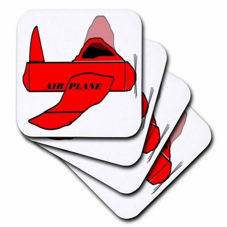 

Red Plane With Airplane In Black set of 4 Coasters - Soft cst-41714-1