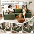 thumbnail image 4 of 96" L-Shaped Sectional Sofa, Oversized Modular Corduroy Couch with Chaise Lounge & 2 Throw Pillows, No Assembly Convertible Corner Sofa for Living Room Apartment,Green, 4 of 9