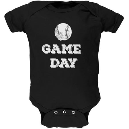 Game Day Baseball Black Soft Baby One Piece