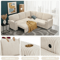 thumbnail image 7 of 81" Modular Sectional Sofa, Corduroy Pull Out Couch Bed Sleeper Sofa Bed with Storage Seat, Cup Holders & USB/Type-C Ports, V Shaped Sectional Couch for Home Living Room (Beige), 7 of 7