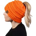 thumbnail image 1 of HSHDLDF Ponytail Messy Bun BeanieTail Women's Beanie Solid Ribbed Hat Cap, 1 of 5