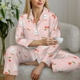thumbnail image 6 of Yiaed Rabbit And Cherry Print Pajamas Women's Long Sleeve Sleepwear Soft Button Down Loungewear Pjs Lounge Set Nightwear Womens Pajama Pants-Medium, 6 of 7