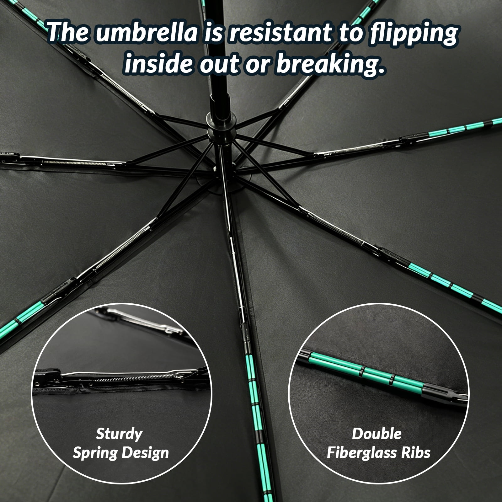 OSIMIG 5 Pcs Travel Umbrella, Small Black Compact Umbrellas Bulk, Automatic Windproof Portable Umbrellas for Rain, Men and Women