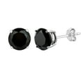 thumbnail image 1 of Sterling Silver Rhodium Finish 6mm Black Round Cubic Zirconia Stud Earring, 1 of 1