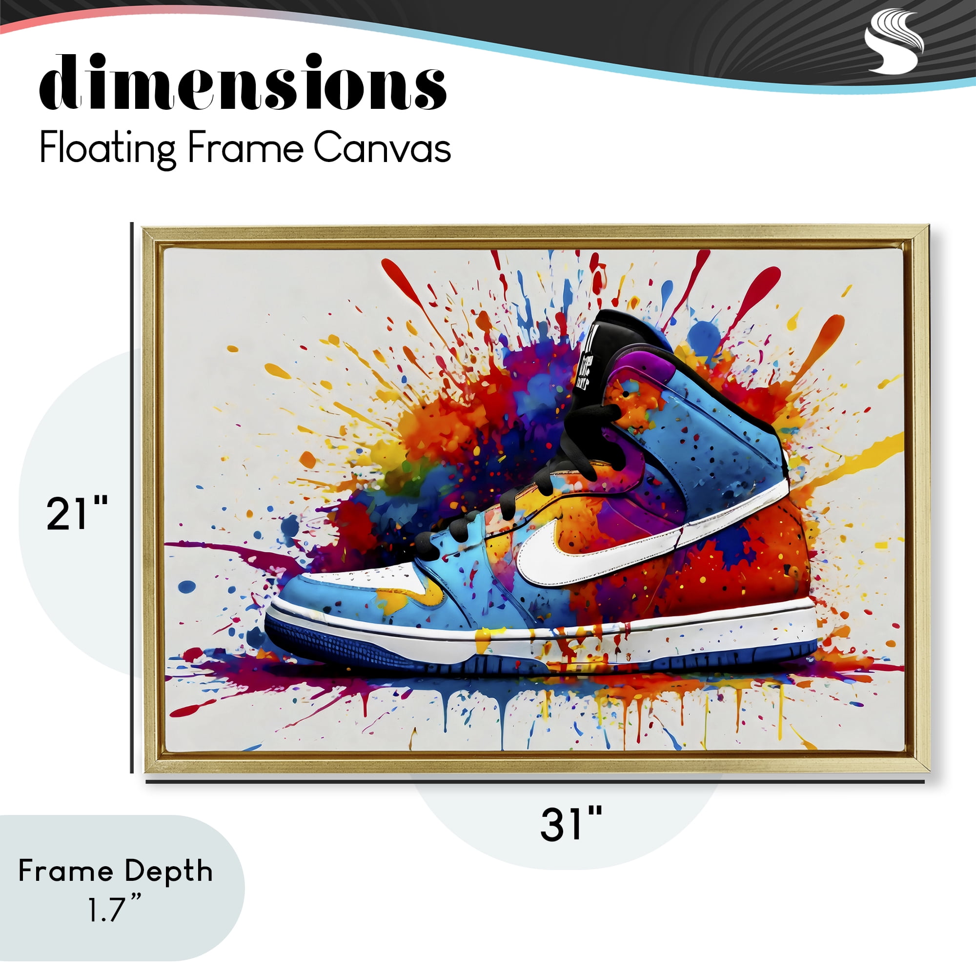 Stupell Industries Centric Sneaker Splash Gold Framed Floater Canvas Wall Art, design by Creative Studio