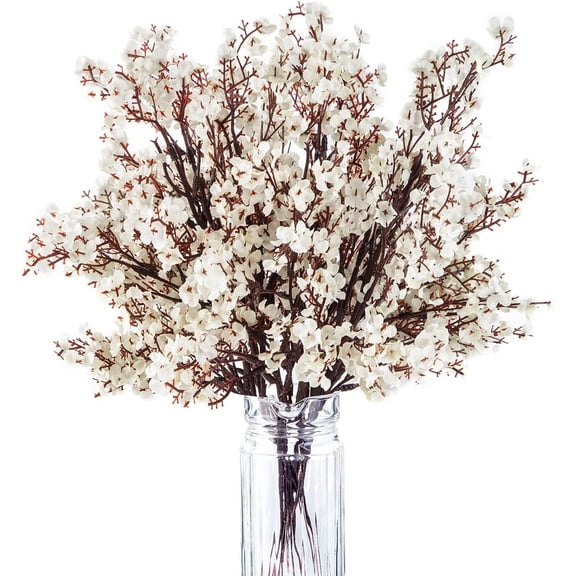 10 Pcs Babys Breath Gypsophila Artificial Flowers Bouquet Fake Silk Flowers Real Touch Flowers for Home Wedding Centerpiece Arrangement Festival Party Decoration(White)