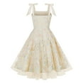 thumbnail image 2 of IBTOM CASTLE Women's Tie Strap Tulle Prom Dress Sweetheart Flower Embroidery Formal Party Mini Homecoming Dresses S Apricot, 2 of 8