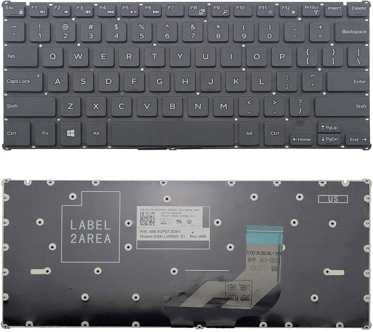 New US Black English Laptop Keyboard (Without palmrest) for Dell ...