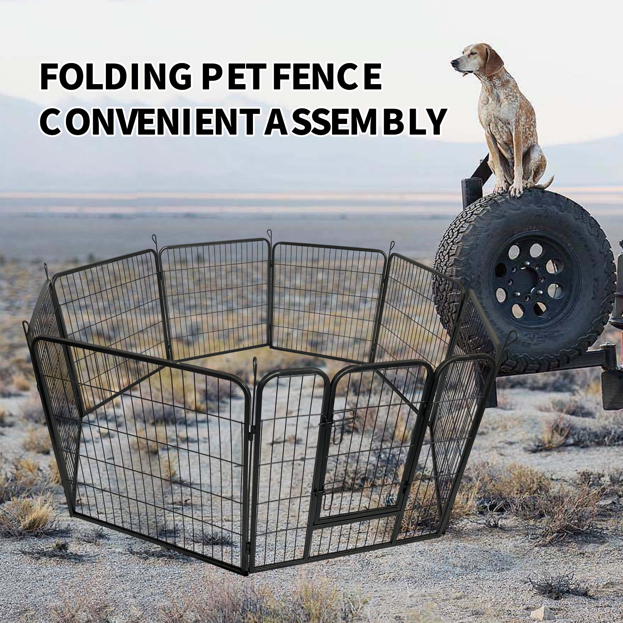 Pefilos 31" Dog Playpen for Outdoor, 8 Panels Puppy Pen Dog Fence Exercise Pen with Doors, Black M Pefilos 31" Dog Playpen for Outdoor, 8 Panels Puppy Pen Dog Fence Exercise Pen with Doors, Black M
