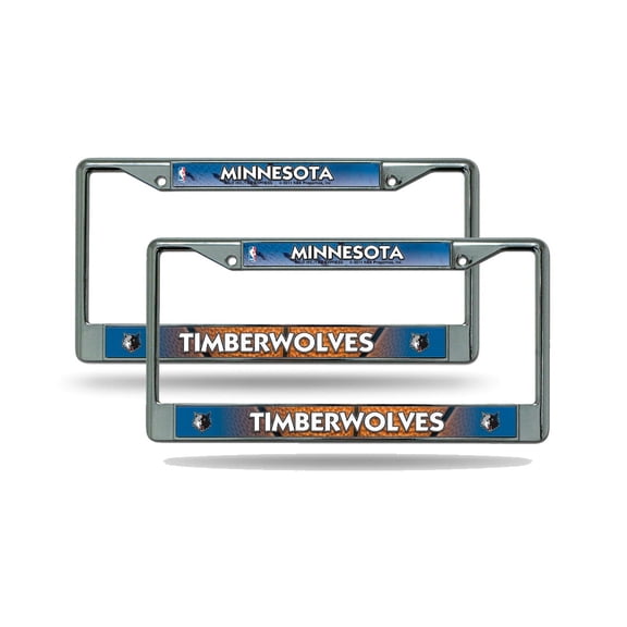 Minnesota Basketball Timberwolves Chrome Metal License Plate Frame - Set of 2 for your Car, Truck or SUV