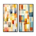 thumbnail image 2 of Designart "Retro Cubism Abstract Composition" Modern Midcentury Framed Wall Art Set Of 2 - Mid-Century Yellow Framed Canvas Set For Living Room Decor, 2 of 6