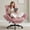 Pink, variant on GOOSEA Office Chair with Swivel-Out Armrests, Criss Cross Chair with Pocket Spring Seat Cushion and Backrest, Executive Desk Chair with Ergonomic Headrest and Footrest, Brown