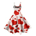 thumbnail image 4 of Women Off-Shoulder Sleeveless Dress Valentine's Day Heart Print Party Dresses Swing A Line Elegant Evening Prom Party Dress Vermilion L, 4 of 4