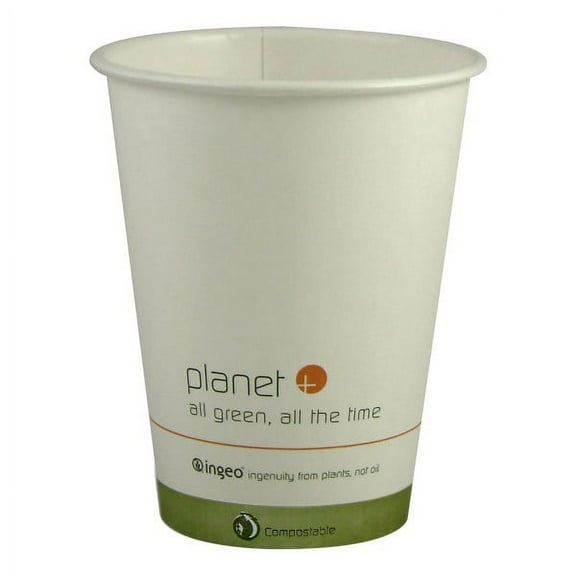 StalkMarket® Planet  Compostable Hot Cups, 12 Oz, White, Pack Of 1,000 Cups