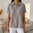 thumbnail image 4 of cocolona Summer Collar Shirts for Women Lapel Short Sleeve Button Tops Dressy Casual Basic Loose Solid Color Blouses, 4 of 5