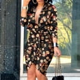 thumbnail image 1 of ESSSUT Robes pour Femmes 2023 Robe Femme Col en V Manches Longues Imprimé Bandage Chemise Robe Noire S, 1 of 9