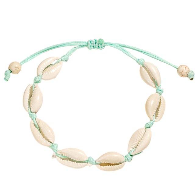 Pulsera de estilo hawaiano con conchas tejidas a mano, ajustable, para el tobillo, para vacaciones en la playa, para mujeres y niñas, 19-32 cm