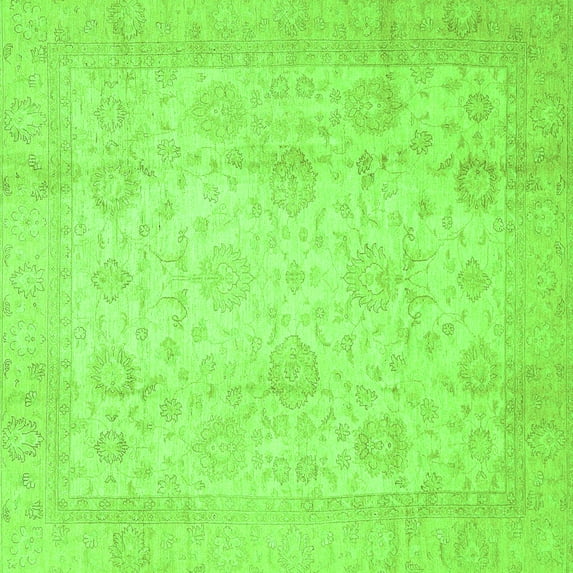 Ahgly Company Indoor Square Oriental Green Traditional Area Rugs, 5' Square