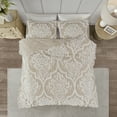 thumbnail image 6 of Home Essence Eugenia 3 piece Tufted Cotton Chenille Damask Coverlet Set, King/Cal KG Taupe, 6 of 10
