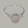 thumbnail image 5 of LBG British Made 9k White Gold Real Natural Opal & Diamond Womens Statement Ring - 33 size options - Size 8, 5 of 6