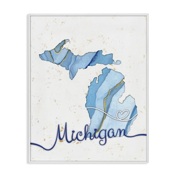 Stupell Industries Modern Michigan Agate Blue US State Design Canvas Art, 16 x 20, by Ziwei Li