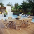 thumbnail image 2 of Modway Marina 7-Piece Teak Wood Patio Dining Set with Armchair in Natural, 2 of 5