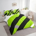 thumbnail image 3 of Erosebridal Geometric Stripes Bedding Sets King Size,Modern Abstract Art Comforter Sets with Sheets,Green Black Bed in a Bag King Size,Super Cozy Bedroom Decoration Reversible,7-Piece, 3 of 6