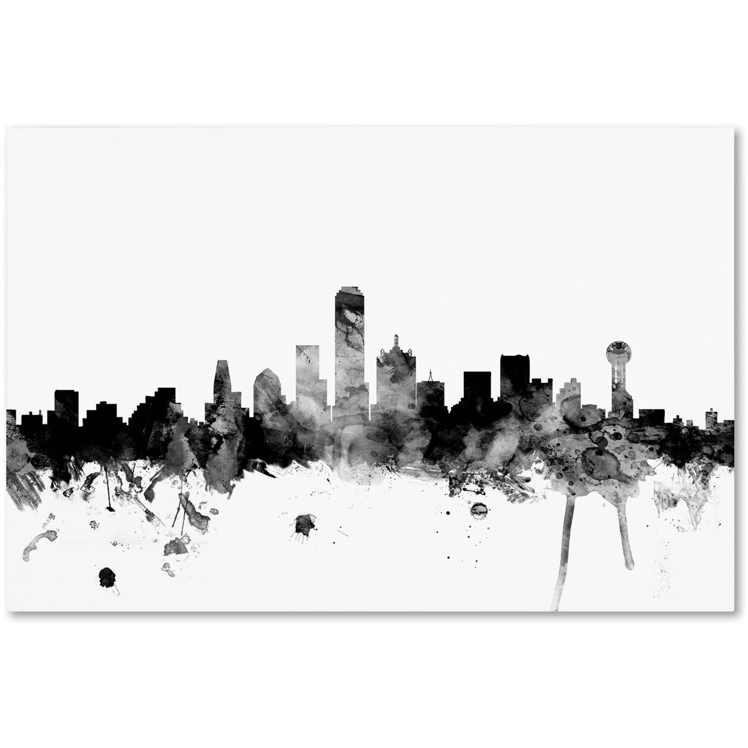 Trademark Fine Art "Dallas Texas Skyline B&W" Canvas Art by Michael