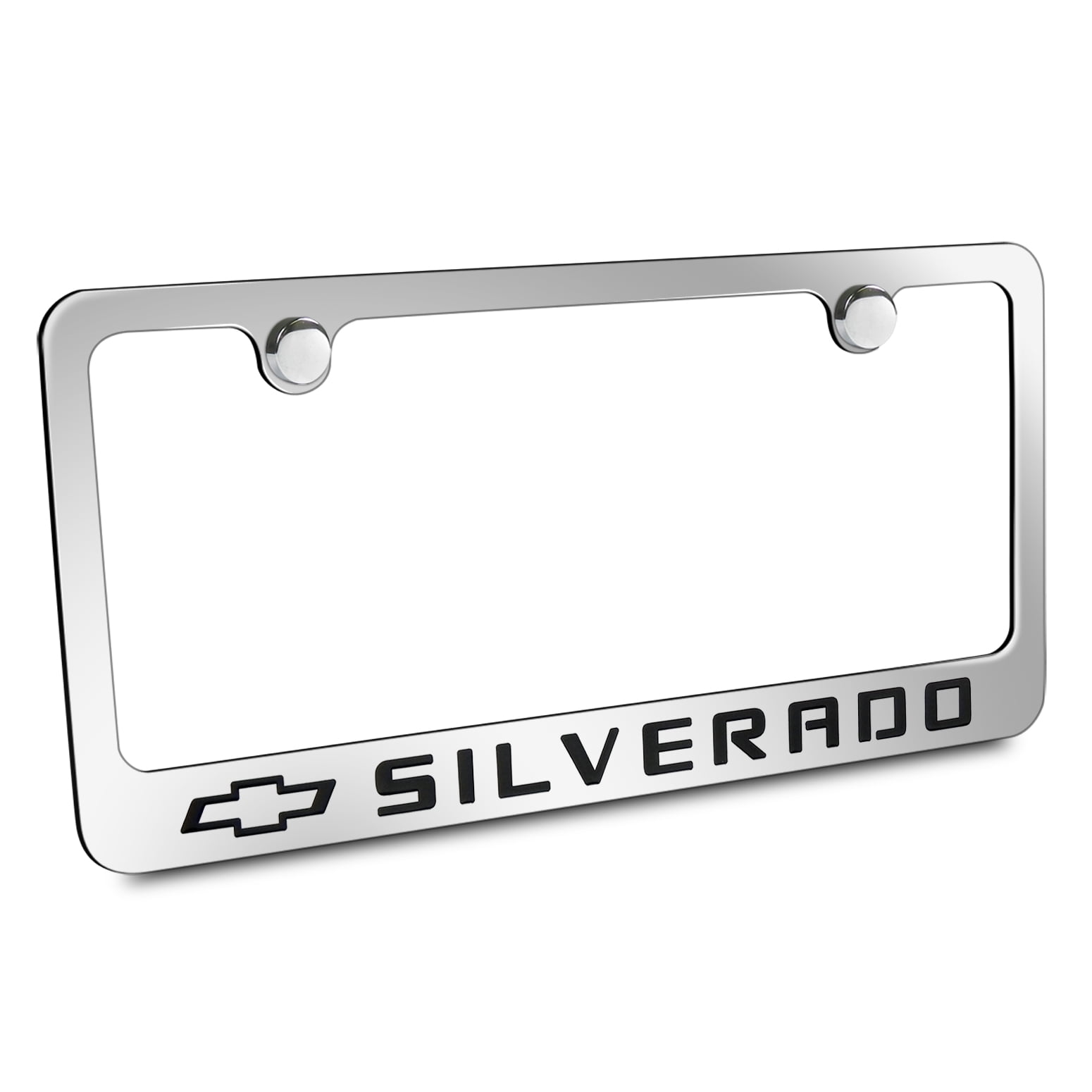 Chevrolet Silverado Chrome License Plate Frame with Caps