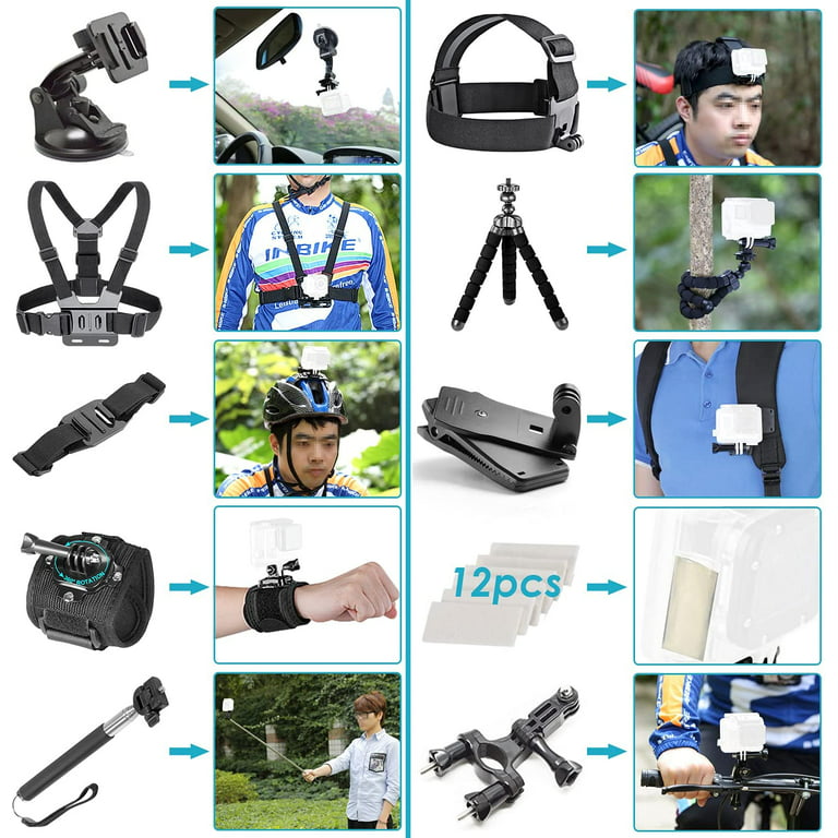 50 in 1 Action Camera Accessories Kit Gopro Hero 9 8 7 6 5 Gopro Accessories - Walmart.com