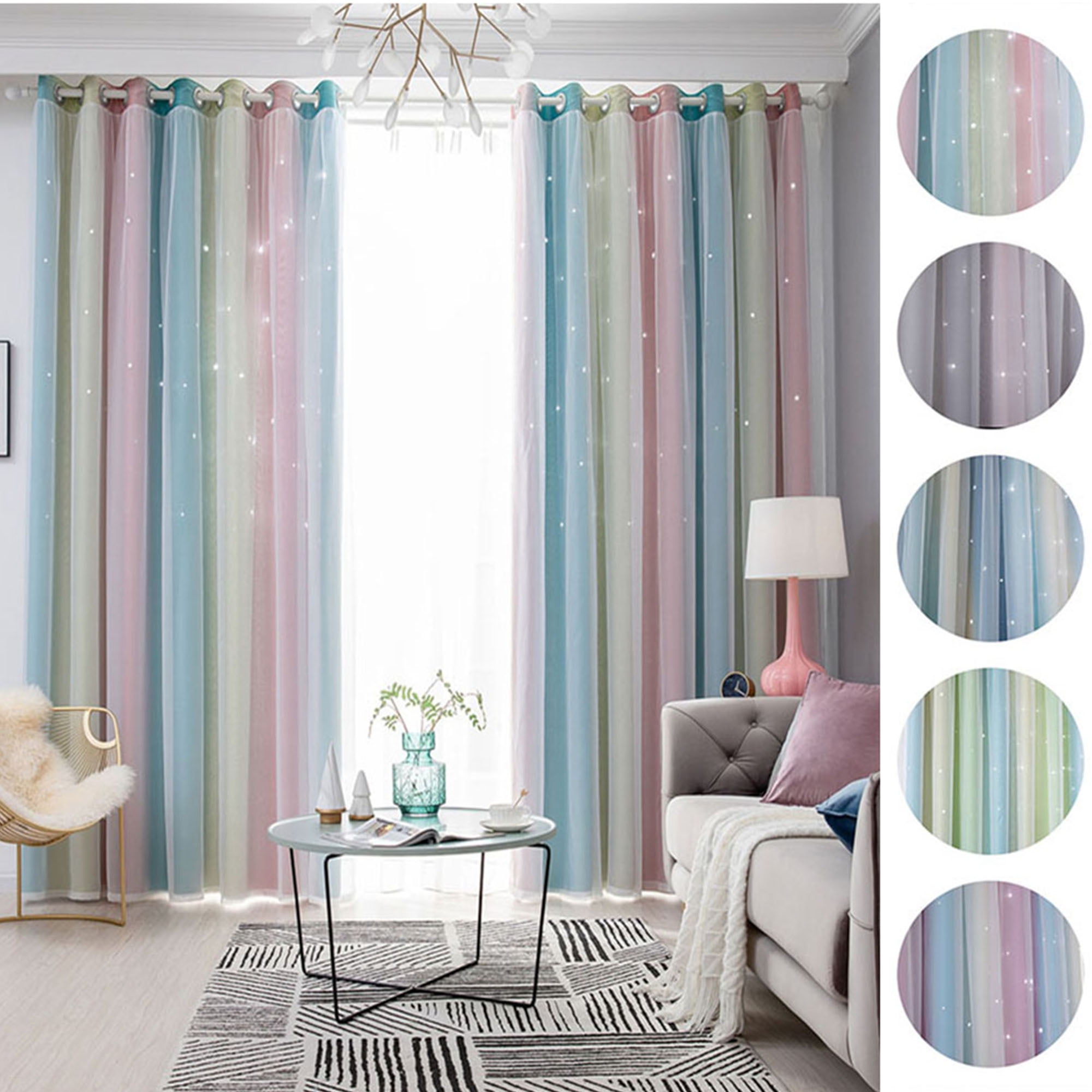 Eyelet Gradient 2 Layer Blackout Curtains + Mesh Starry