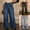 Black, variant on Women's Striped Bell Bottom Jeans Boho Comfy Stretchy Flare Pants Classic High Waist Flared Denim Jean Blue S