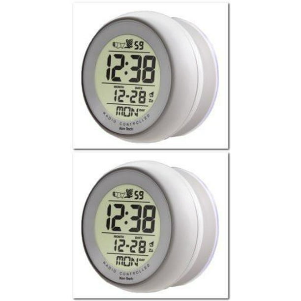White Color Atomic Bathroom Digital Alarm Clock With suction cup 2 Pack