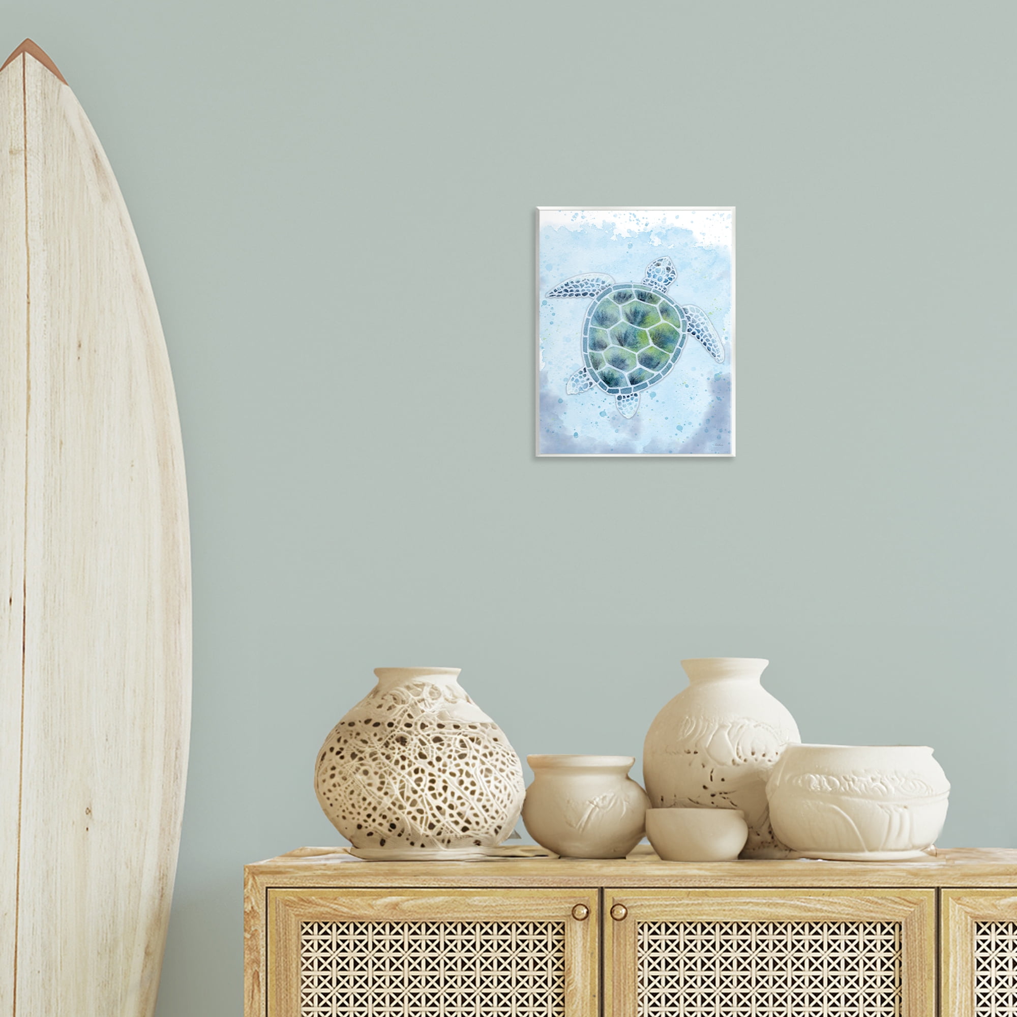 Stupell Industries Stained Glass Turtle Nautical & Beach Painting Unframed Art Print Wall Art, 11 x 14