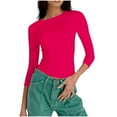 thumbnail image 5 of Dagugfen Sports Casual Tops for Women Fitness Stretchy Crew Neck Spandex Tops Daily Wear Base Layer Shirts, 5 of 7