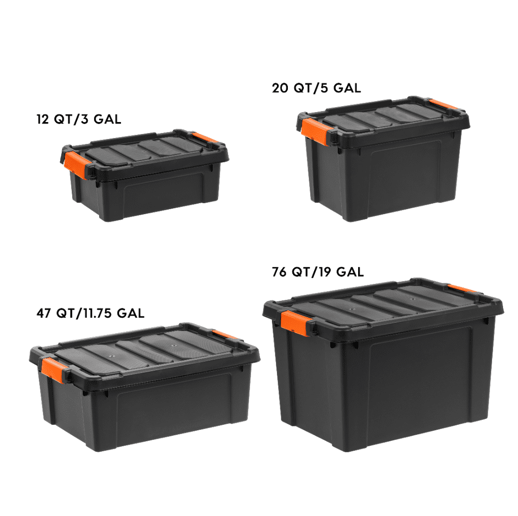 IRIS® Weathertight® Plastic Storage Containers With Latch Lids, 15 3/8 x  16 x 30, Black, Case Of 4 - Zerbee