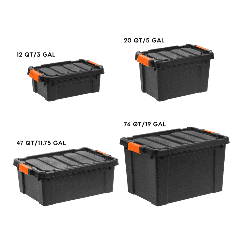 Two Large 20 Gallon Storage Boxes Clear Plastic Totes Locking Lids 24 x 19