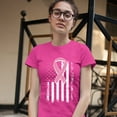 thumbnail image 3 of Tee Hunt Pink Ribbon Distressed Flag Women's T-Shirt Novelty T-Shrit Breast Cancer Awareness Tee, Pink, Large, 3 of 5