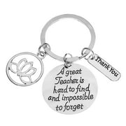 Infinity Collection Yoga Teacher Keychain - Yoga Lotus Jewelry for Yoga Instructors, A Great Yoga Teacher is Hard to Find But Impossible to Forget