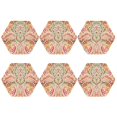 thumbnail image 2 of Fuzoiu Indian Paisley 1 Print Leather Coasters Set,Drink Coasters Set of 6,for Tabletop Protection, Durable PVC Coasters,Home Décor and Housewarming Gift,Hexagon, 2 of 7