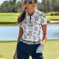 thumbnail image 3 of COEQINE Women V Neck Golf Shirts 1/4 Zip Moisture Wicking Golf Tops koala and Leaf Print Short Sleeve Polo Shirts Soft Quick Dry Fit Polo Shirts Workout Tennis Activewear, M, 3 of 7